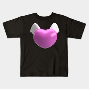 The pink heart and white wing for valentine or love concept 3d rendering Kids T-Shirt